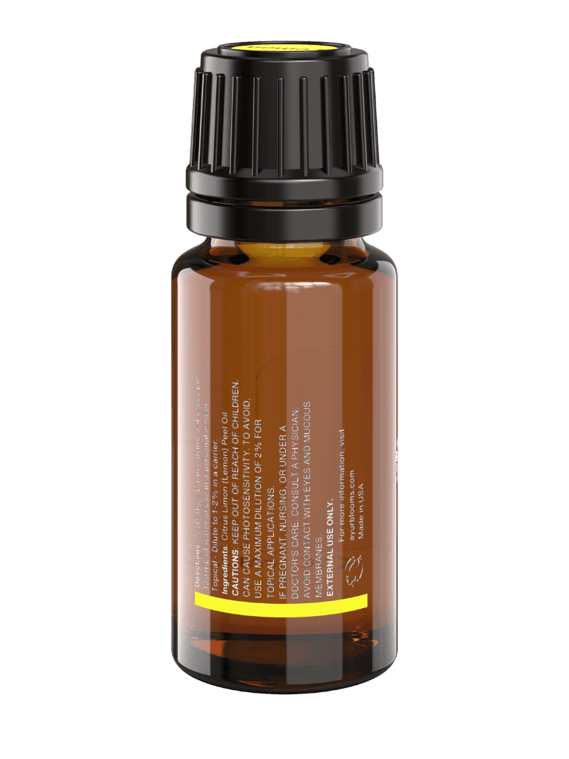 Ayurblooms 10ml Lemon Essential Oil – Back View